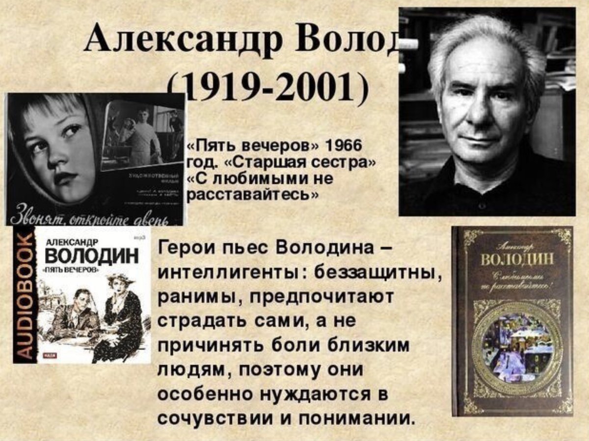 Пять вечеров Александр Володин 1960