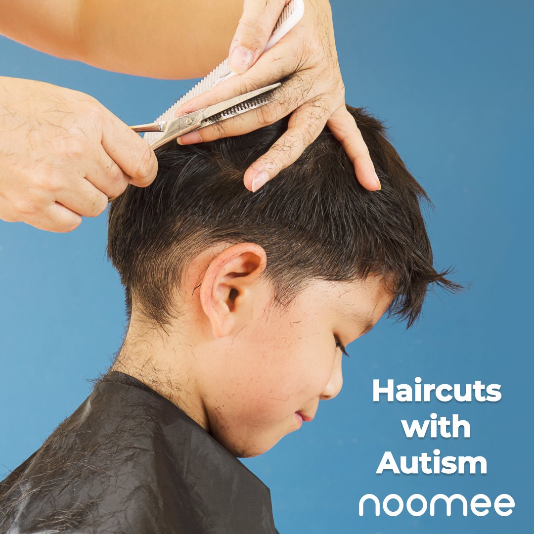 ✂️ #Haircuts for #autistic kids can be difficult at times due to their sensory processing and or anxiety issues. 
🌟 When it becomes part of their established routine, they will accept it. 
#autism #noomee