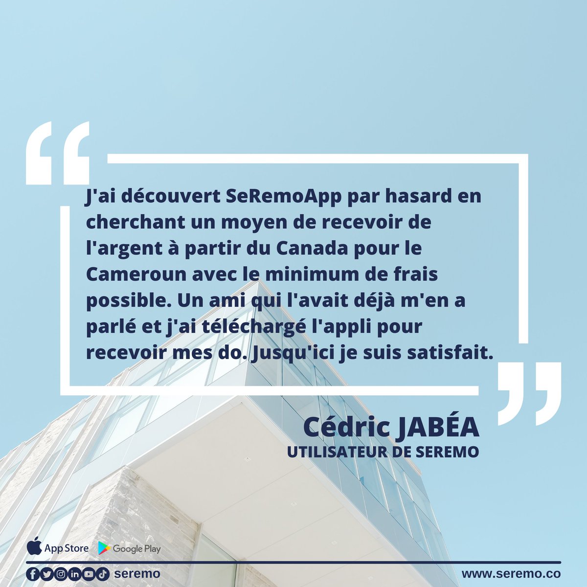 SeRemoApp's tweet photo. L'histoire continue avec ce témoignage de @E_nselme 😌😌 

Et toi, quelle est ton histoire avec @SeRemoApp ? 

#seremo #fintech #FintechStartup #story #storytelling #truestory #africa https://t.co/1ahPJjQ4KK