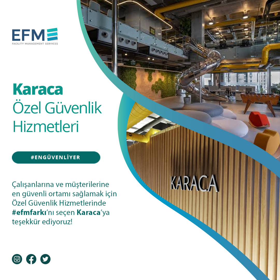 Karaca #engüvenliyer için #efmfarkı’nı seçti!

Üstün nitelikli bir hizmet yapısı inşa ederek, 55 personelimizle, Özel Güvenlik Hizmetleri verdiğimiz Karaca'yı, EFM ailesinin bir parçası olarak görmek bizim için büyük bir mutluluk.

#tesisyönetimi #FacilitiesMgmt