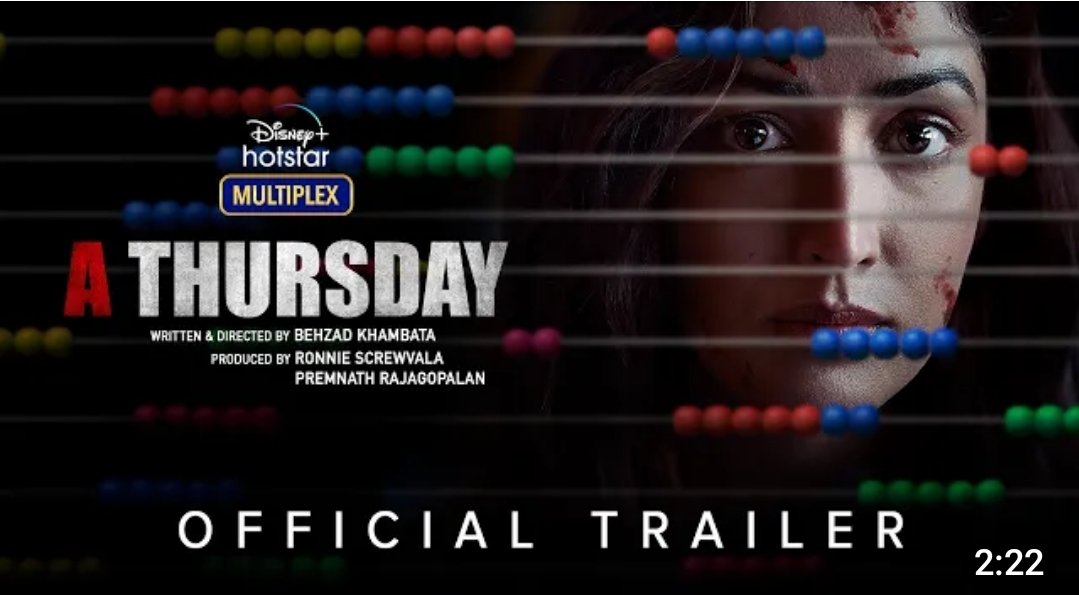 Watch Official Trailer of  'A THURSDAY'👇👇
#AThursday 
#AThursdayOnHotstar
#AThursdayTrailer
Trailer

youtu.be/Mc-7VfP1FR0
