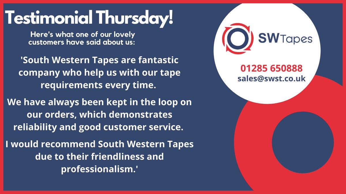 SWSTapes's tweet image. #TestimonialThursday here's what one of our lovely customers in the #electronics industry have said about our services ☺️