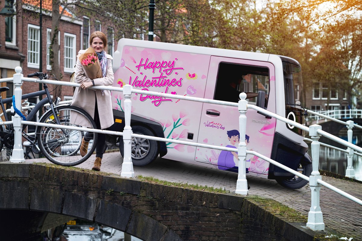 MusoshiOfficial's tweet photo. Show some 💗 for your city… opt for harm-free delivery. Save the air, spread the love. Learn more about Musoshi’s testing partnerships today! #lastmiledelivery  #electricvehicles #lastmile #lastmilelogistics #happyvalentinesday #flowerdelivery #deliverysolutions #ev https://t.co/cXYrj1t9Ih