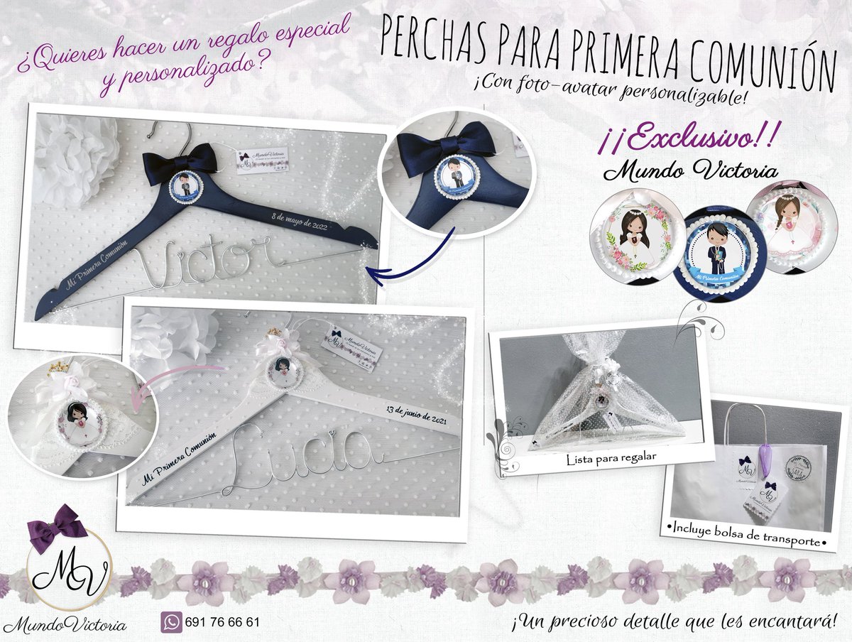 MundoVictoria15's tweet photo. ᴘᴇʀᴄʜᴀꜱ ᴘʀɪᴍᴇʀᴀ ᴄᴏᴍᴜɴɪᴏɴ😍⠀⠀⠀⠀⠀⠀⠀⠀
¡Regala una percha personalizada con el nombre del niño/niña y decorada con múltiples opciones! 

Encarga la tuya y regala ilusión✨

#perchasoriginales #perchaspersonalizadas #regalospersonalizados  #comuniones2022 https://t.co/sTcrMneTo3