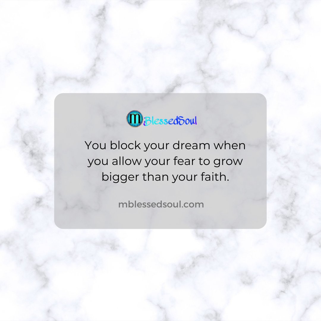palakpancholi5's tweet photo. You block your dream when you allow your fear to grow bigger than your faith. -Mary Morrissey
#quotes #motivationalquotes #inspiration #motivation #fear #faithhopelove #befearlessbefree https://t.co/g1uLOMsvHo