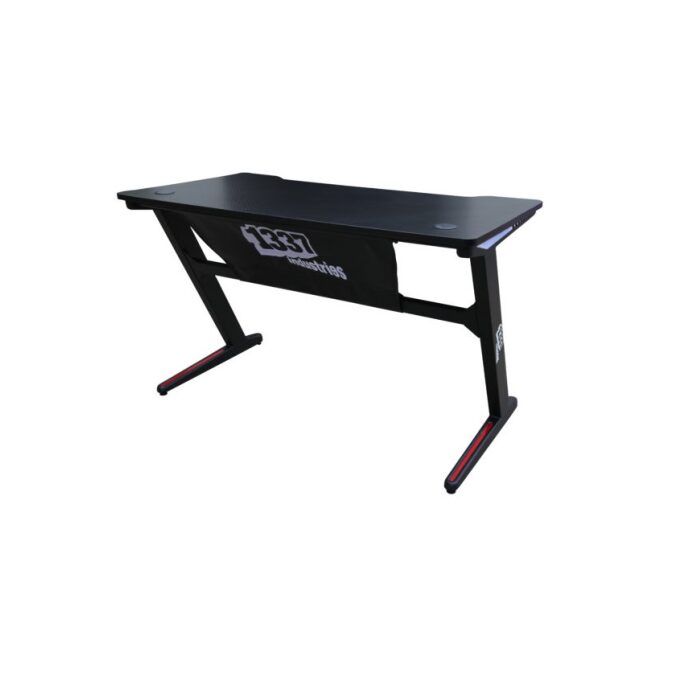 Mesa Gaming 1337 Industries GT140 RGB 👇Especificaciones 
☑️Mesa Gaming Profesional
☑️Chasis de acero
☑️Retroiluminación RGB
☑️Control Remoto iluminación
☑️Acabado en madera
☑️Acabados textura de fibra de carbono
☑️Aperturas pasacables
☑️Estándar medioambiental P2
☑️140x60x72cm