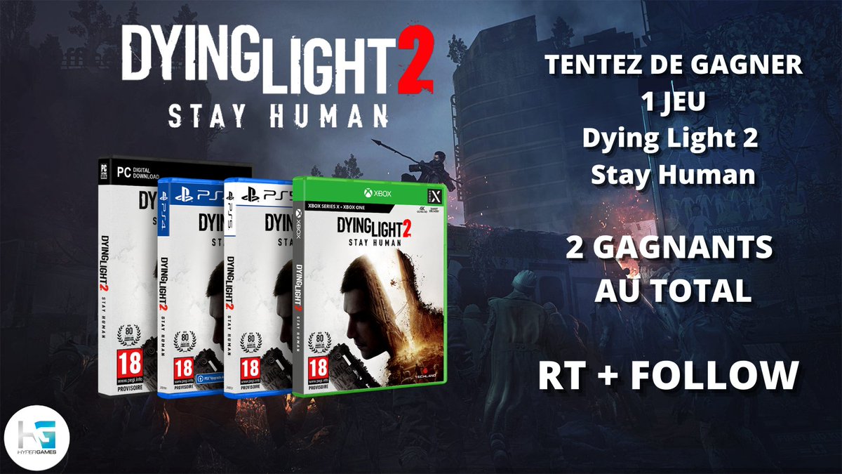 #Concours 🔥 Tentez de gagner 1 jeu #DyingLight2 sur la plateforme de votre choix ! 😎 Au total 2 gagnants. 🎁 Pour participer : ➡ Follow @HypergamesA ➡ RT le tweet TAS le 18/02 à 17h ! 👉bit.ly/3ryVJro