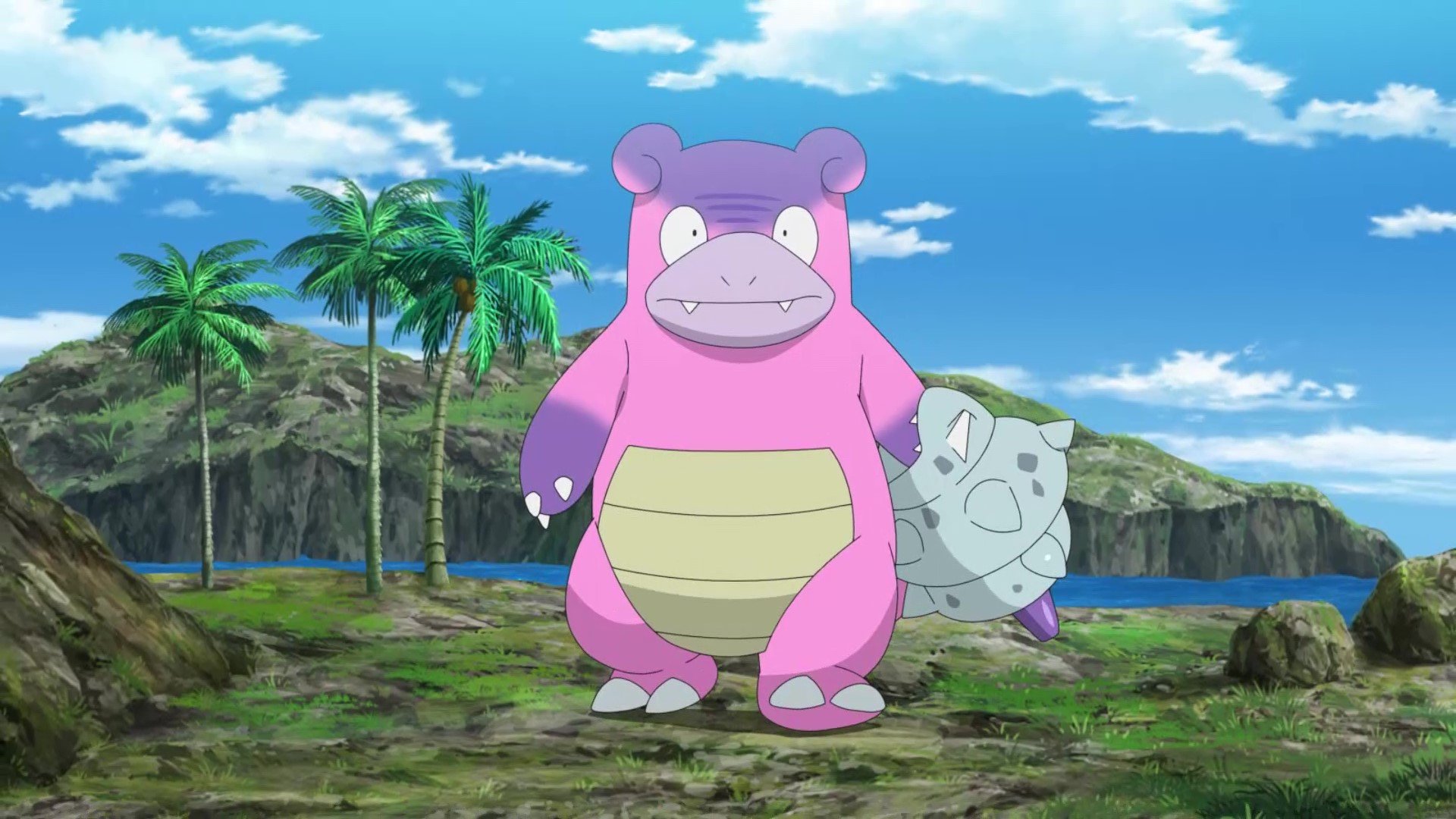 アニメ ポケットモンスター 公式 アニポケ 第97話 ヤドキング カレーなる遭遇 サトシとゴウが訪れたヤドンの島に とある浮島が衝突し なんとガラルの ヤドン ヤドラン ヤドキング たちが上陸 どうやらヤドンの島のみんなと仲良く
