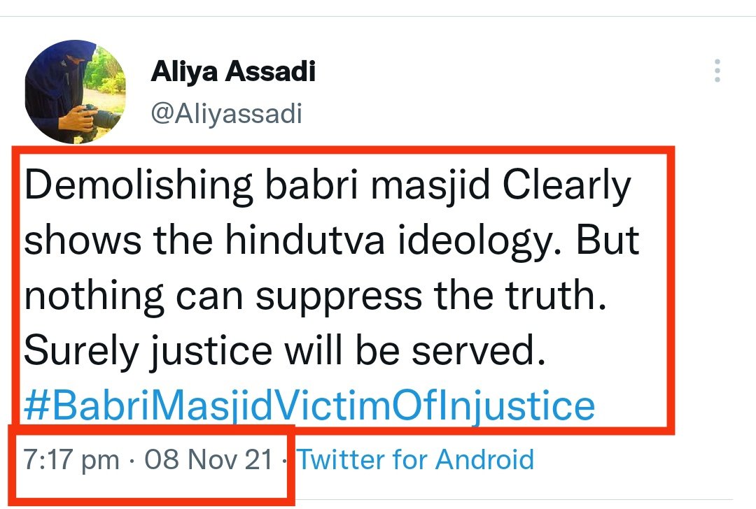 8. Next CFI hashtag was started on 8 November 2021 regarding Babri Masjid. Just look at the language they have used and their copy-paste work.
