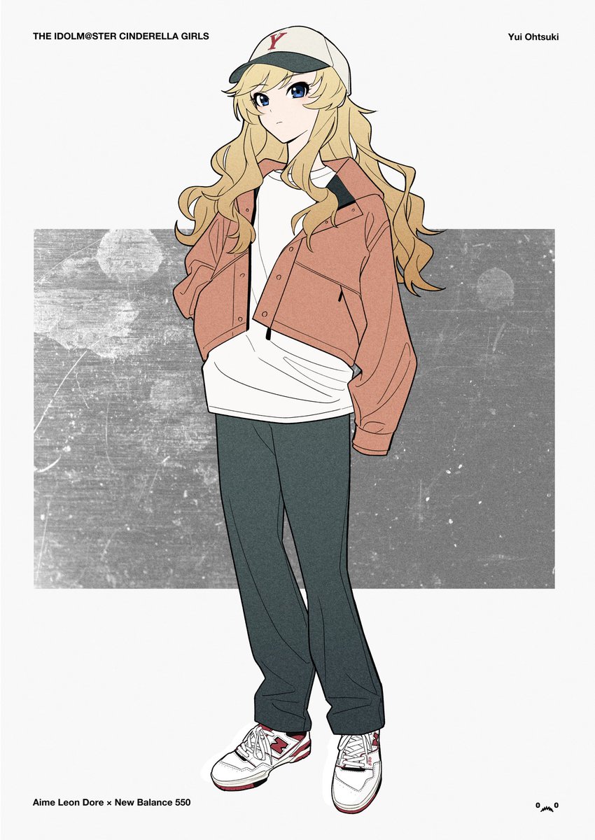 ohtsuki yui 1girl solo long hair blonde hair shoes sneakers jacket  illustration images