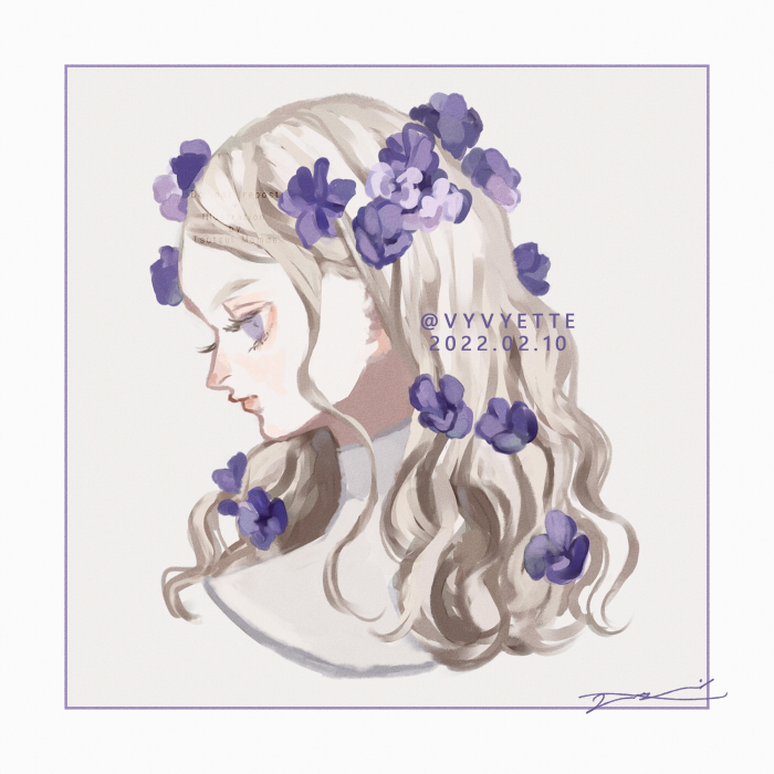 1girl solo flower hair flower hair ornament long hair profile  illustration images