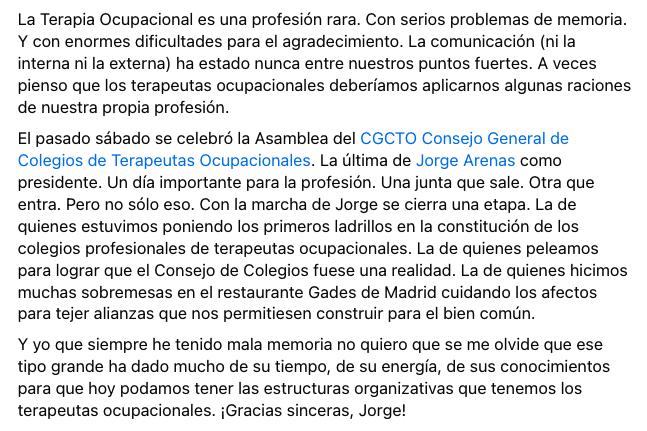pabloacg's tweet photo. Muchas veces hablamos con @emeric de que algunos de nosotros nos hemos convertido en jarrones chinos en las organizaciones de terapeutas ocupacionales. La metáfora no es nuestra. Se la hemos copiado a Felipe González. Cosas de la edad. 

Pues eso: ¡Gracias, @Jorgearenasto! https://t.co/sRCXCaAnVH
