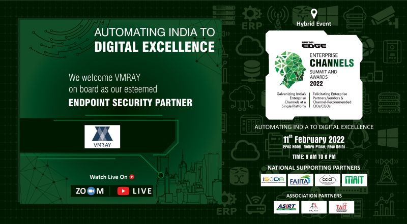 DigitalEdgeMag2's tweet image. We welcome the onboarding of VMRAY as our esteemed END POINT SECURITY PARTNER for the DIGITAL EDGE ENTERPRISE CHANNELS SUMMIT &amp;amp; AWARDS 2022 to be held on 11th February 2022 in New Delhi.
Please register: lnkd.in/g7YFCfTz

#india #cybersecurity #networksecurity