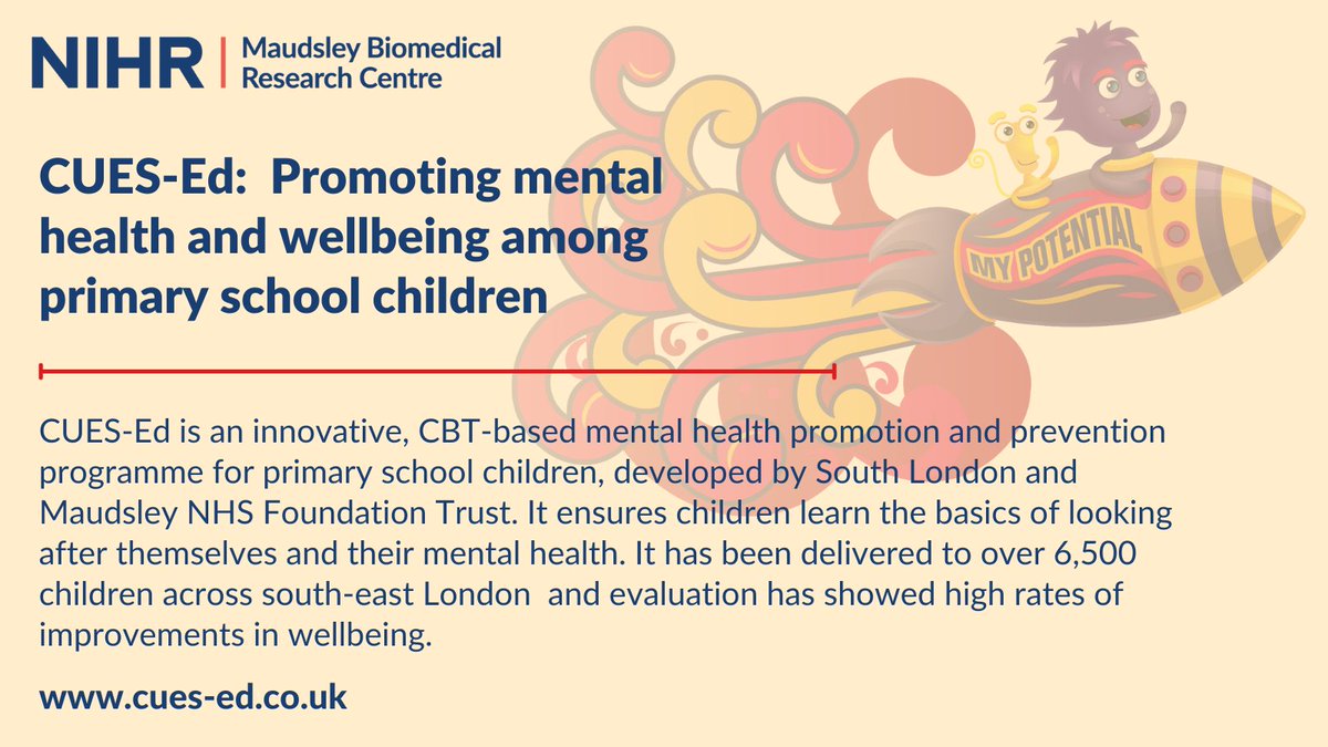 This week is #ChildrensMentalHealthWeek. We are highlighting some of the support and research in children's mental health across @MaudsleyNHS @PearsMaudsley and @KingsIoPPN, such as CUES-Ed, an innovative CBT-based service for 7-11 yr olds 

Read more👇
maudsleybrc.nihr.ac.uk/posts/2022/feb…