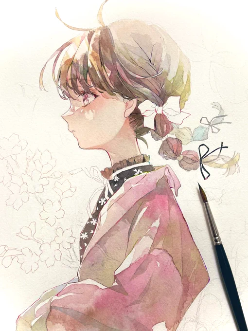 背景も描きます*wip
#watercolour #illustration 