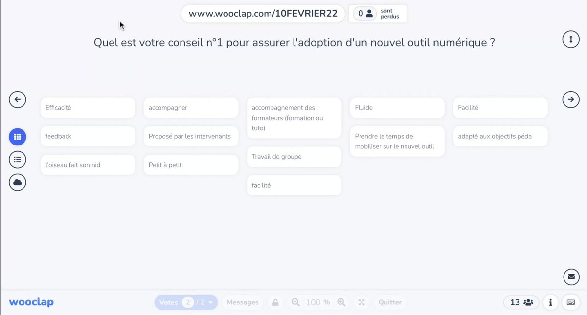 wooclapFR's tweet photo. @ESSCA_Ecole @EstiaOfficiel 💭 Et vous, quels sont vos conseils pour assurer l'adoption d'un nouvel #outil #numérique ?

Voici quelques conseils partagés par les participants à notre Rencontre Pédagogique 👇 https://t.co/YFKPA2xww6