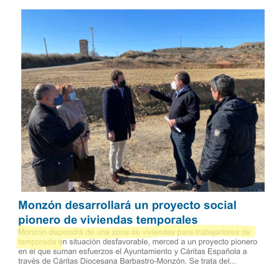 PsoeMonzon's tweet photo. ❓¿Qué ha cambiado en 5 meses?

❌ En el pleno del 31 de agosto el equipo de gobierno nos indica que en #Monzón no hay necesidad de alojamiento para temporeros

🤷‍♂️ Hoy anuncian que se desarrollará un proyecto de viviendas para trabajadores de temporada.

#FotosSonAmores https://t.co/JYwSKgFQpN