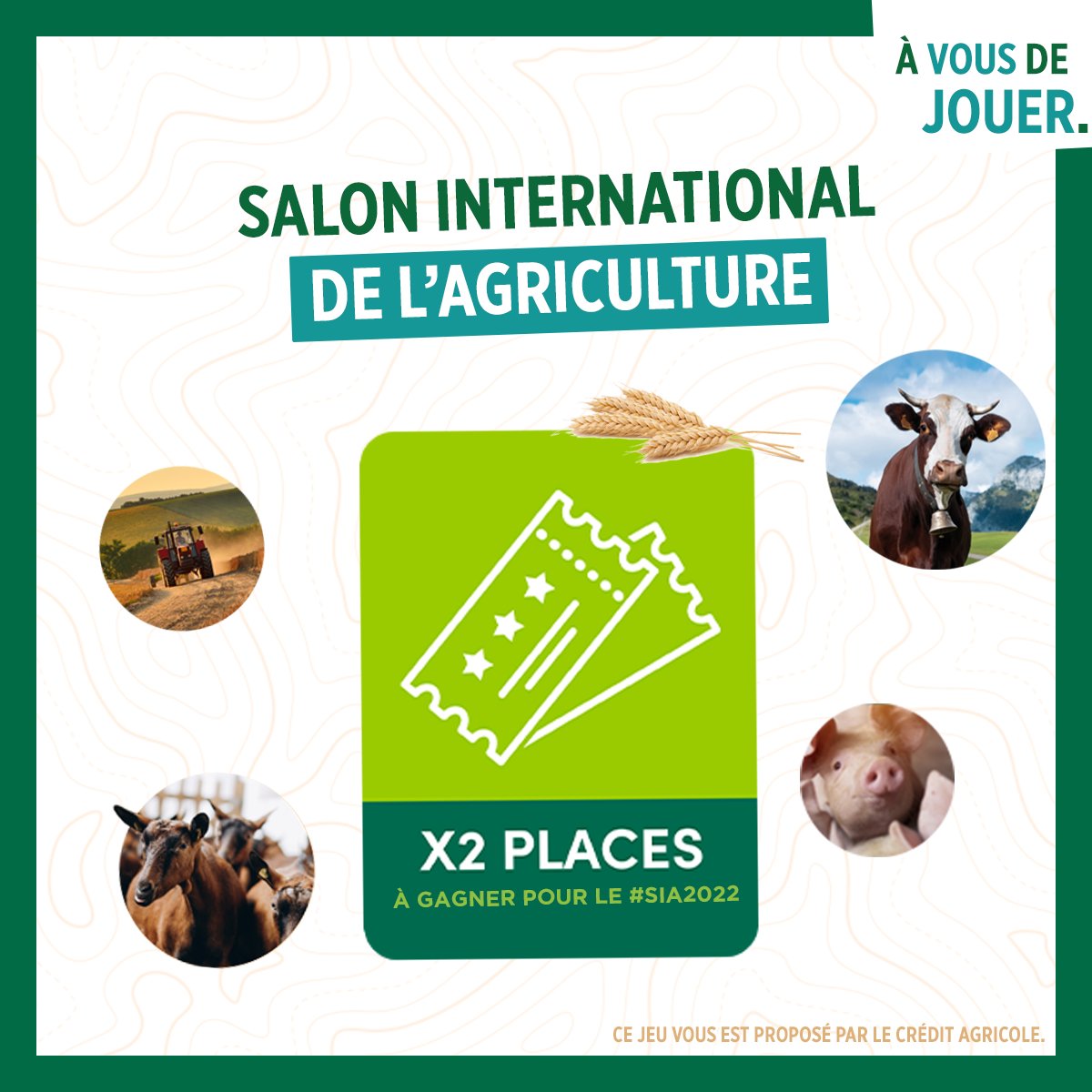 [JEU] A l’occasion du <a href="/Salondelagri/">Salon International de l'Agriculture</a>, tentez de remporter 2 places pour l’évènement qui aura lieu du 26 février au 6 mars prochain ! 🚜🐄 Pour participer, c’est ici 👇
grandjeu-ca.fr/salon-agricult…
#SIA2022 #SIAdesretrouvailles