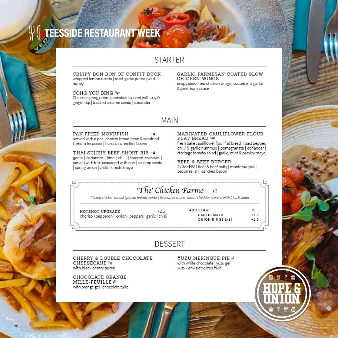 📣 Teesside Restaurant Week Spotlight 📣

<a href="/HopeAndUnion_/">Hope & Union</a> 🍽 

A bountiful bar and kitchen that offers adventurous twists on classic pub grub as well as kept cask ales and premium spirits🍻🍔 

Check out more restaurant week participants here➡ orlo.uk/KWFel