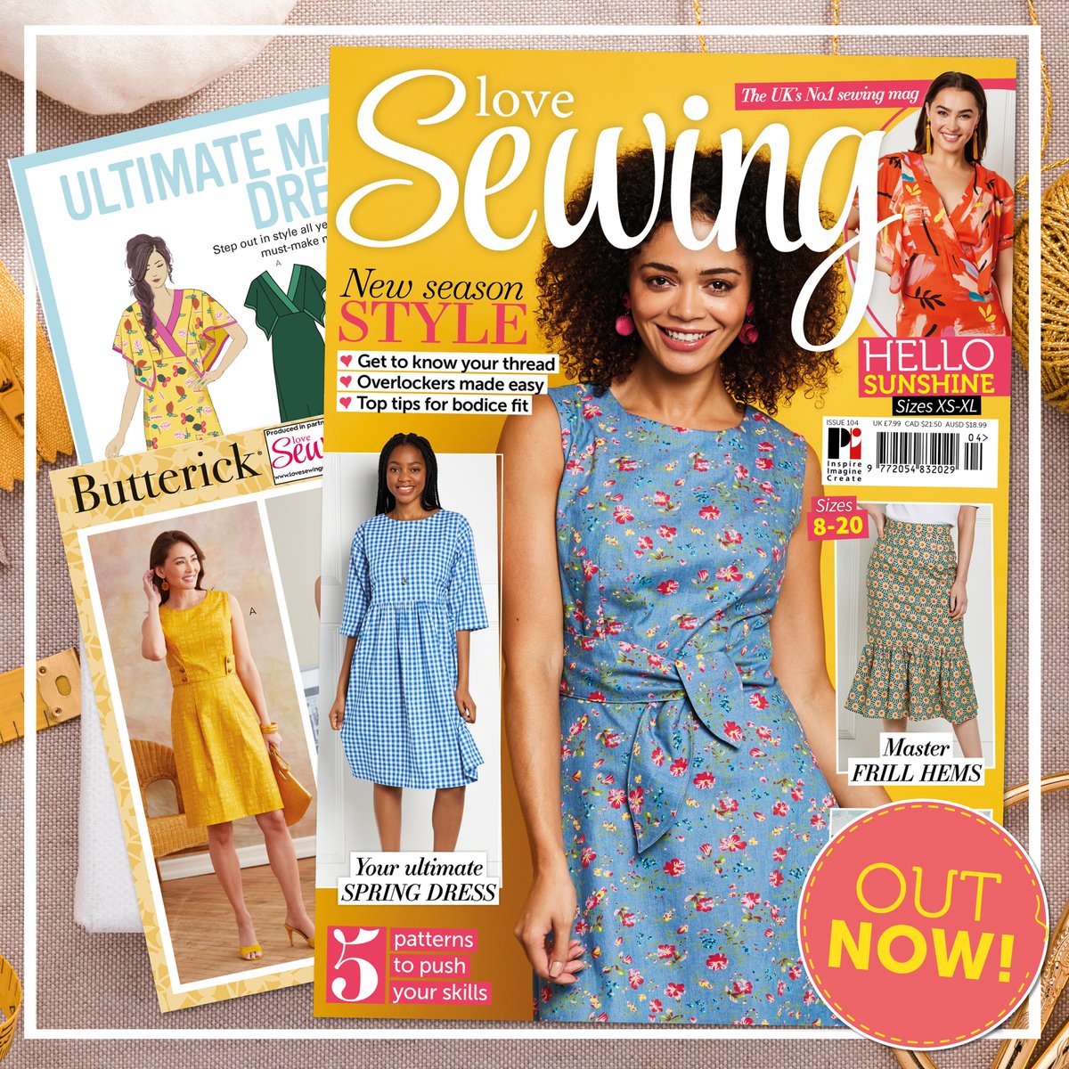 Woo, issue 104 is out today! Sew up a stunning Butterick shift detail dress and a 2-in-1 ultimate maxi dress. Plus, enjoy plenty more patterns &amp; features to inspire you to get sewing this month!
Available in shops and online at bit.ly/3HKUgUG