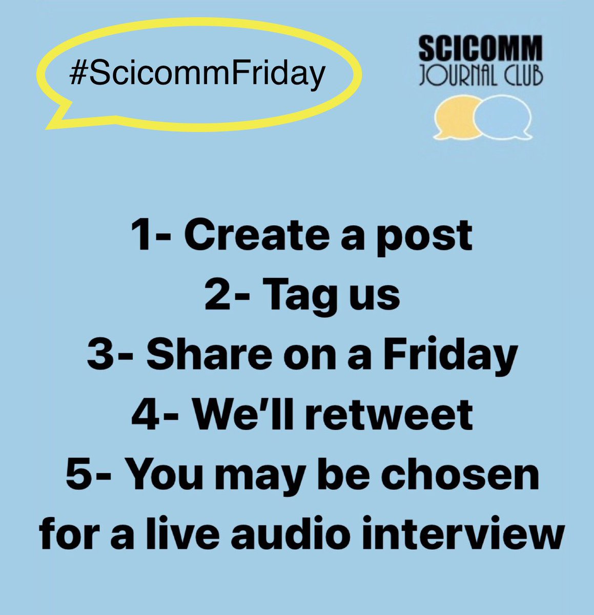 scicomm_jc's tweet photo. Looking forward to learning about and sharing your #scicomm work tomorrow.
#ScicommFriday #scicommjc https://t.co/v0K9KBk8kD