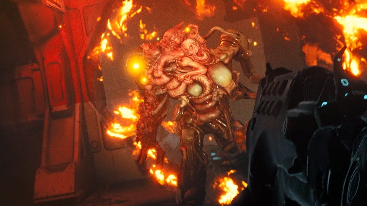 IGN's tweet photo. Check out the new gameplay trailer for Ripout, the next-gen-only co-op FPS with procedurally generated levels set aboard a derelict spaceship, where your weapon is a living entity that evolves during the game. https://t.co/TaxofsGOfB https://t.co/G8qe9SDHOJ