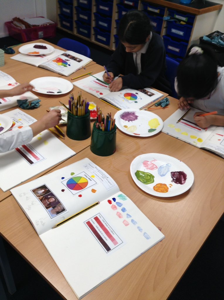 BatleyClass2's tweet photo. This week, we have had lots of fun learning about mixing colours! We are enjoying learning how to be artists! https://t.co/ThmpWrLanE