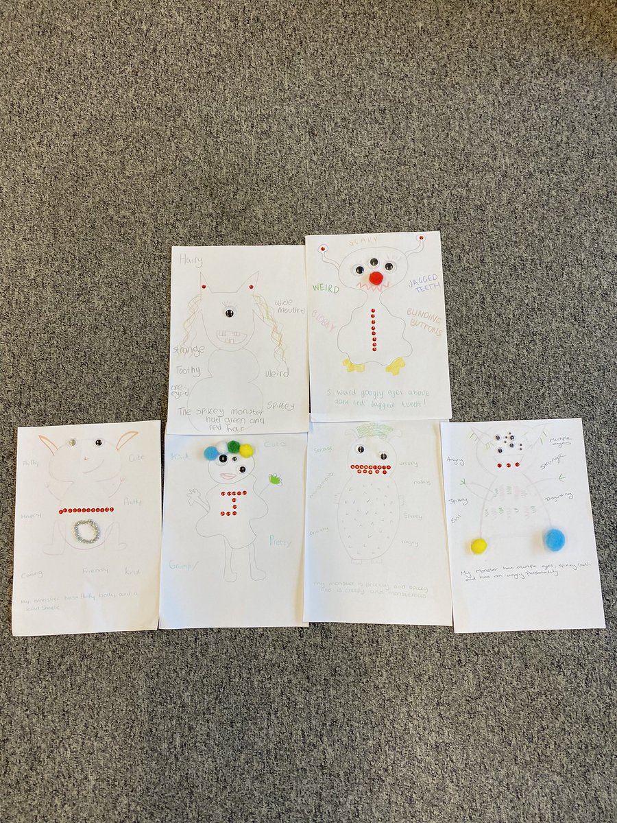MissPGreenR's tweet photo. Mini Teach in January🔖 We created a task based on the gruffalo. Learning objective: to create and describe our own monster using adjectival phrases. https://t.co/313FBHcW2I