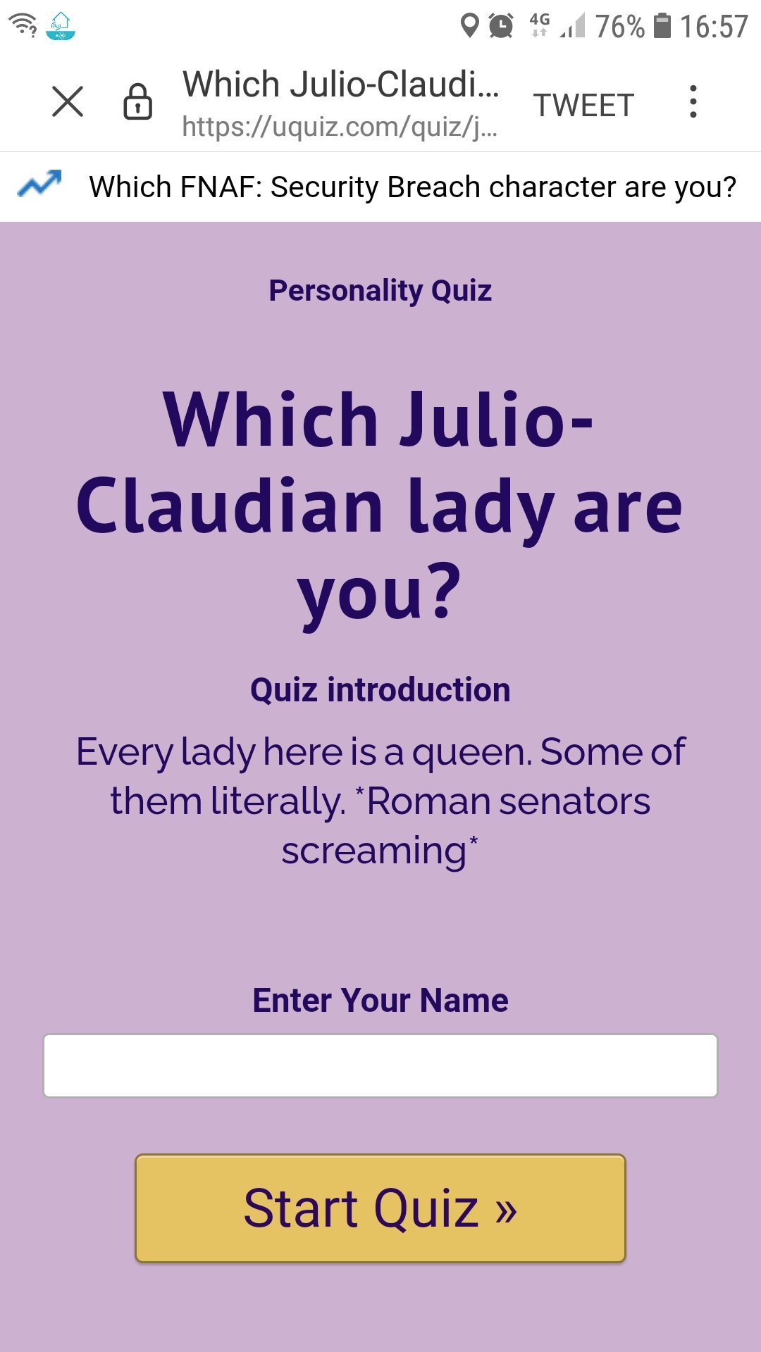 TheRomandressPhD on X: Laughed so hard! Best quiz out there: 'Which  Julio-Claudian lady are you?'    / X