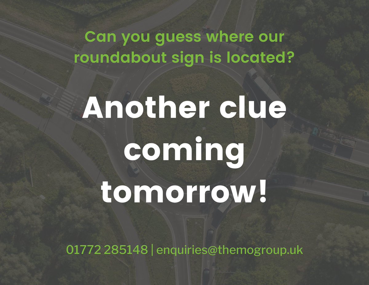 TheMOGroupUK's tweet photo. We have recently put-up advertisement on a local roundabout.

Have you guessed from our first clue where it is located? If you guess correctly, you could be in the draw to win £250 prize money!

Clue 2 coming tomorrow...Keep an eye out 👀 

#competitiontime #competition https://t.co/L6lNYyoA77