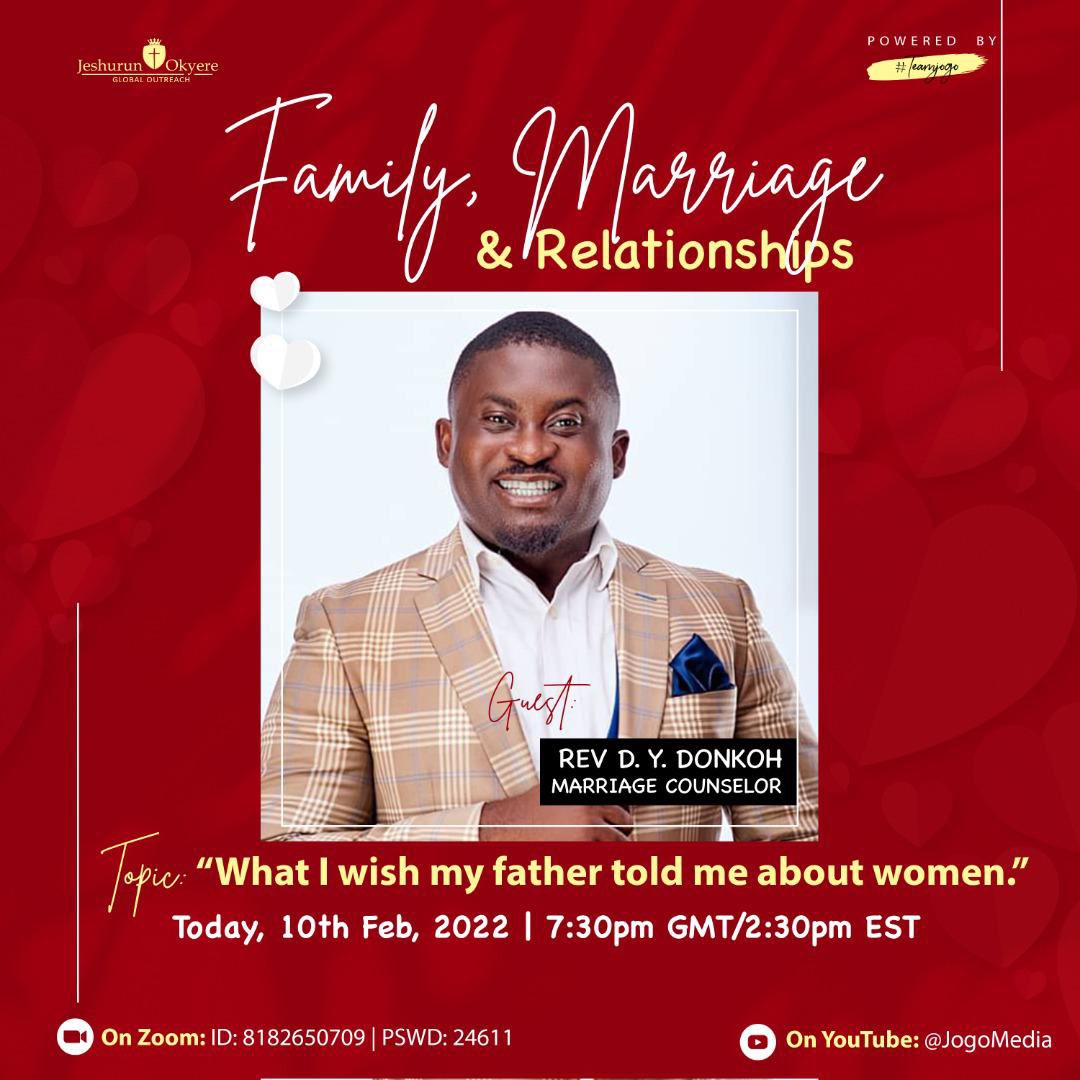 Last night the ladies learned what they wished they knew or know about men before marriage; tonight the men get a lesson on the women: What I wished my father told me about women. You can’t afford to miss tonight’s session. Invite someone as you join us tonight #FMR #ByTheSpirit