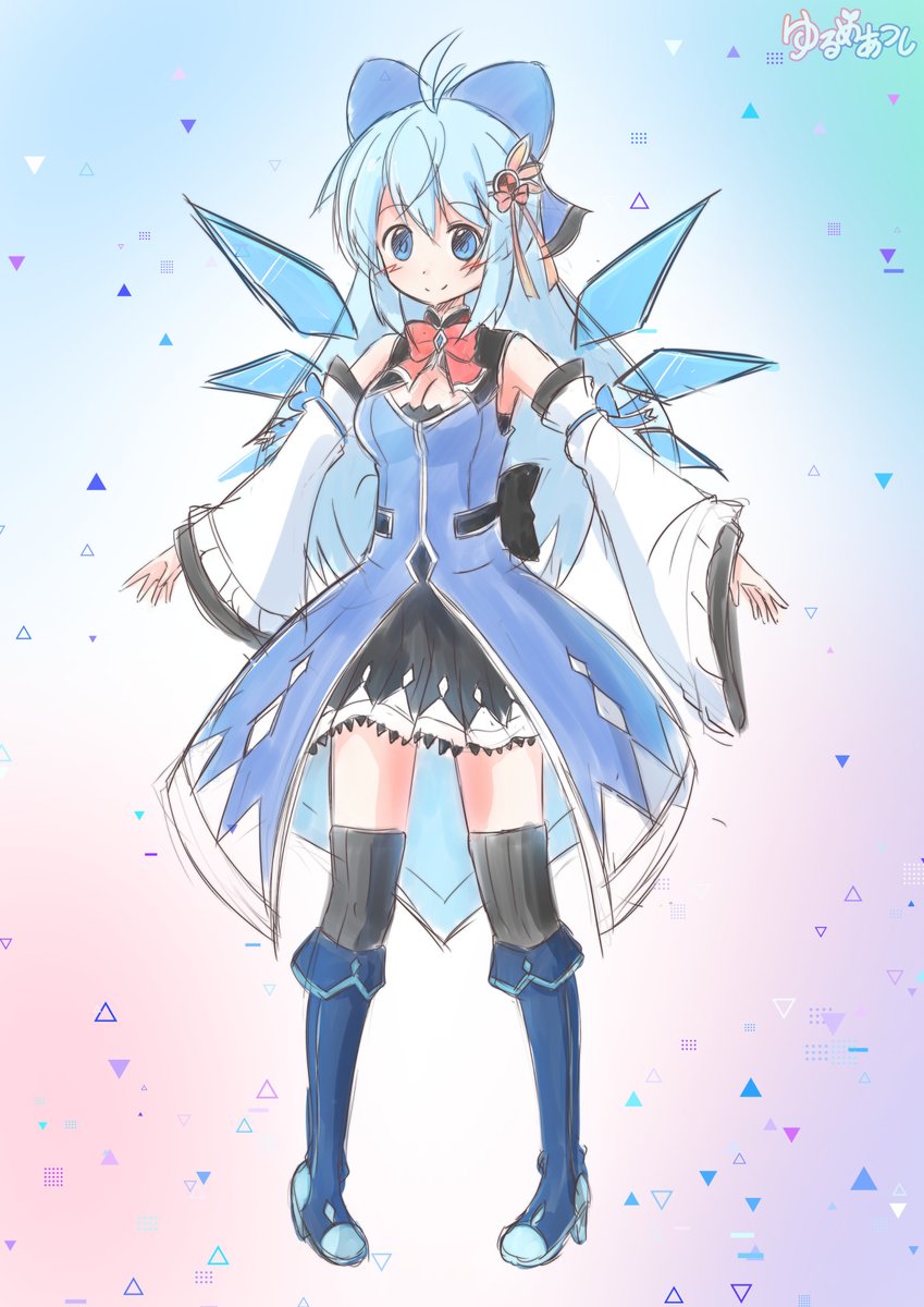 チルノ(東方Project) 「らくがき:ロングチルノちゃん!(新衣装案) 」|ゆるめあつしのイラスト