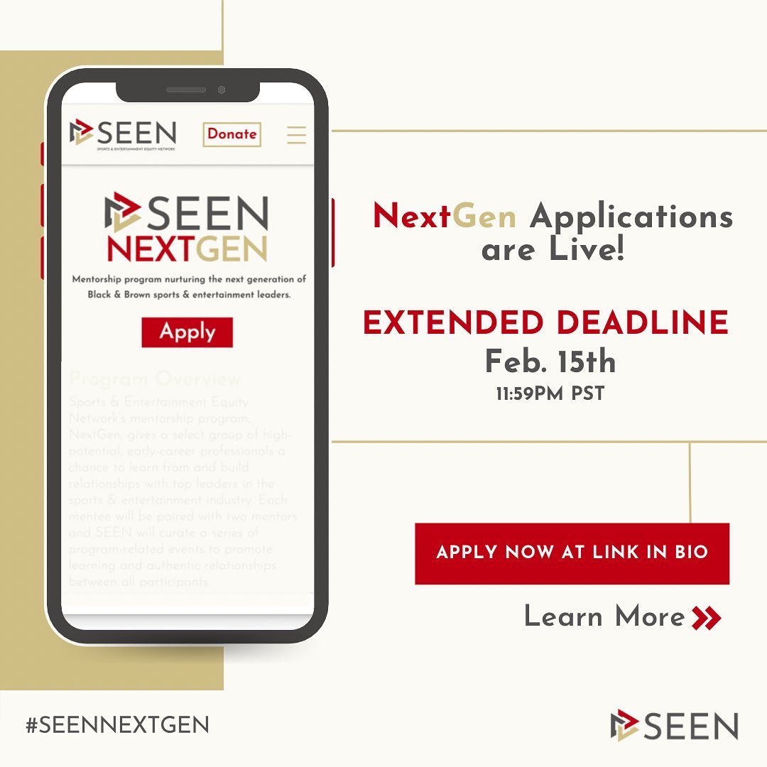 SEEN_community's tweet photo. We heard the community is grindin’ & needed a few extra days so here they are! 🙌🏾
Don’t miss the opportunity to be part of the 2022 NextGen Mentorship Program.
🔗 Apply NOW to be a mentee or mentor at link in bio
🚨NEW DEADLINE: 02/15 at 11:59PM PST
#SEENtogether #SEENNextGen https://t.co/RZQamPrRAk