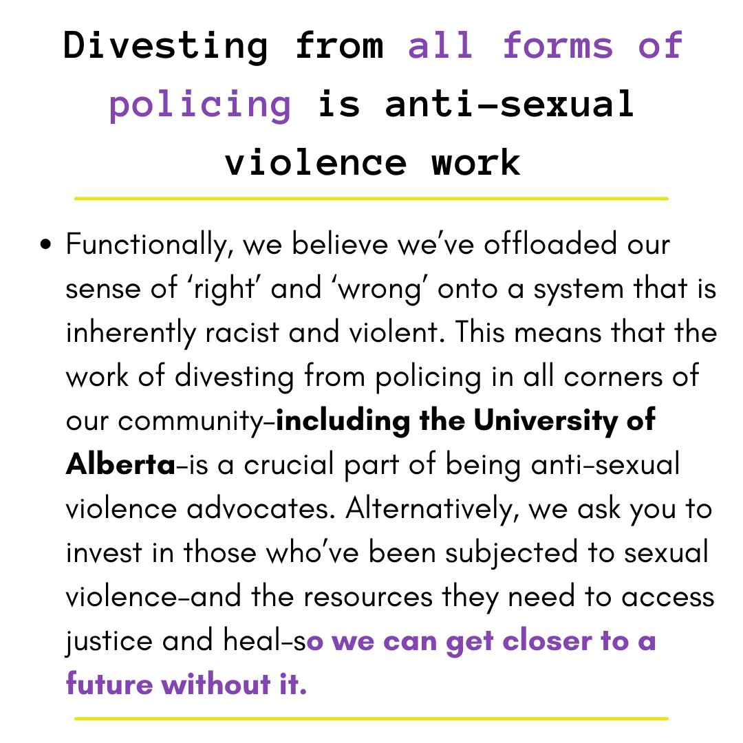 YEGSAVE's tweet photo. Policing and the legal system have failed and perpetrated additional violence against those who’ve been abused in our community. SAVE supports the crucial work of abolishing policing in Edmonton, including that of the @nocopsoncampus  (2/2) https://t.co/hmJ53gLdZ0