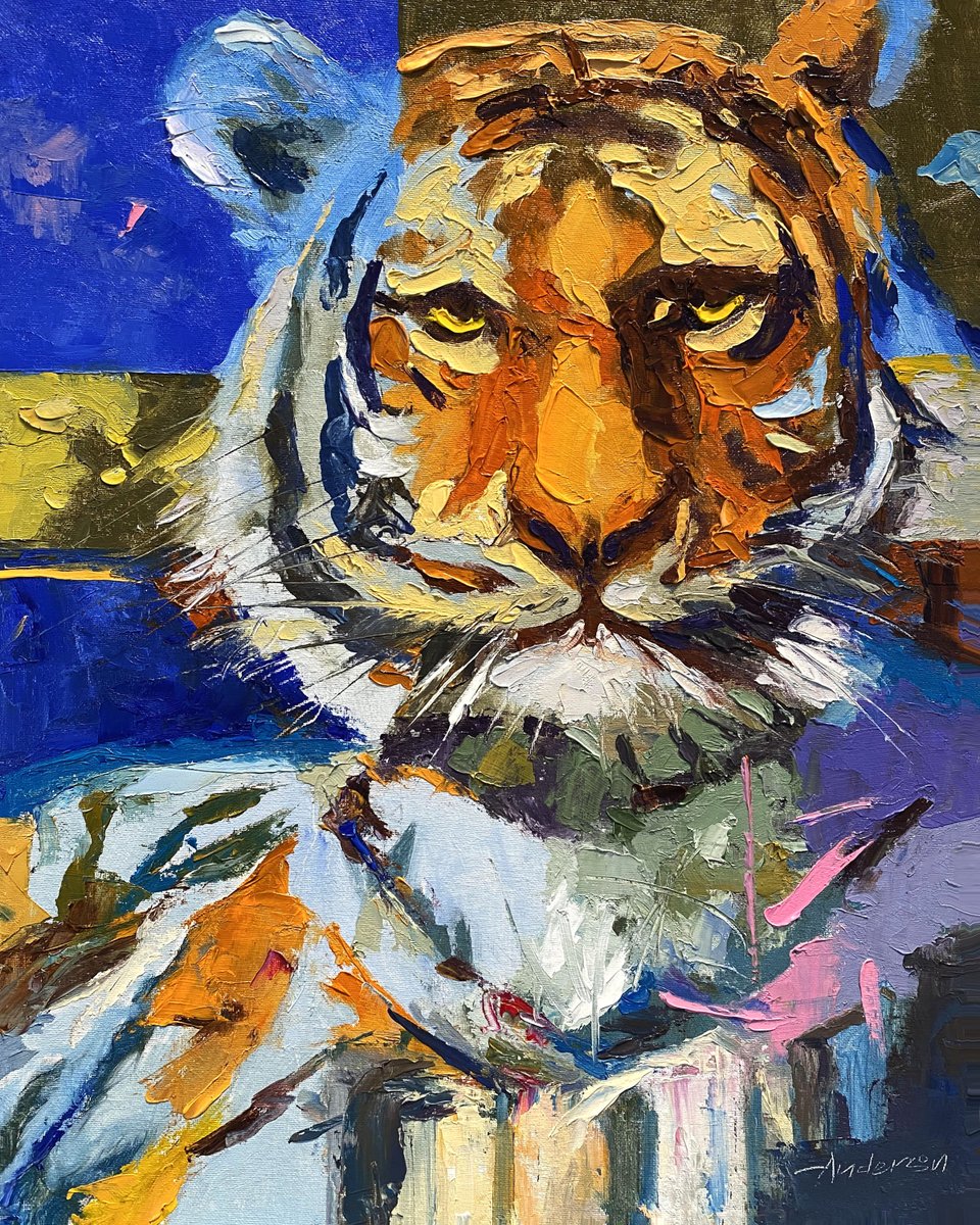 mandersonstudio's tweet image. Year of the Tiger 2022 oil on canvas panel 20x16 #LunarNewYear