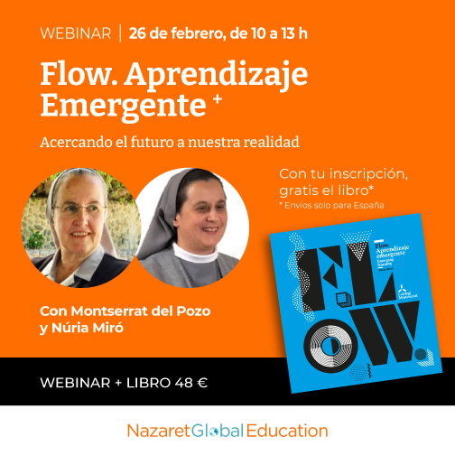 nazaretglobal's tweet photo. #SaveTheDate! 📆26 feb,⏰a las 10h, no te pierdas el webinar “Flow, aprendizaje emergente+” con @montsedelpozo y @nmiro.Comprenderás las bases dl #Flow y aprenderás la metodología para repensar los #EspaciosDeAprendizaje.Incluye libro! Más info e inscrip.👉https://t.co/pjusTYE5iD https://t.co/Q23Dcvby2y