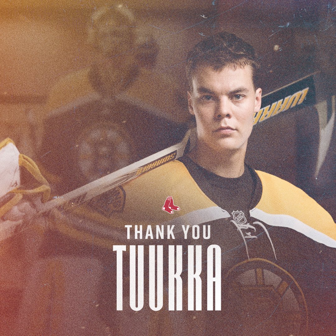 RedSox's tweet photo. Tuukka, thank you for an unbelievable 15 years in this city! 

You’ve been incredible to watch. https://t.co/3Qg5c39KIW