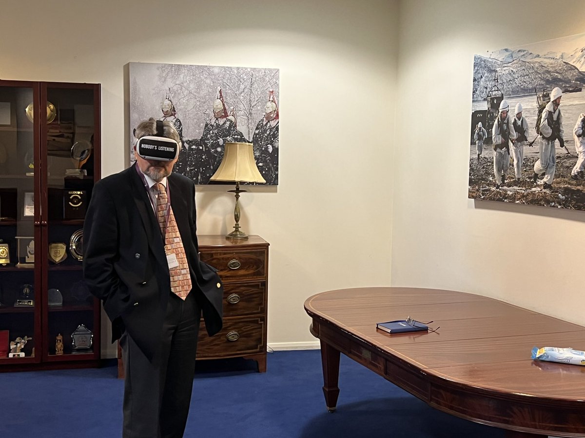 NbdyListeningVR's tweet photo. Showing our #VR on #ISIS atrocities against the #Yazidi at the UK Defence Academy in collaboration with #CDERA &amp; @DSD_Kings to explore how new tech can enhance military education. Strengthening civilian protection by understanding the diverse perspectives of victims of conflict. https://t.co/nhIF14B2S2