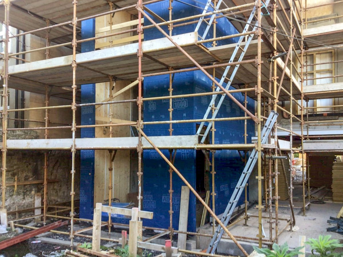 ecologicalbuild's tweet photo. #CLT structure sealed with @proclima #Adhero peel & stick membrane. The base of the structure is sealed #airtight with #Aerosanna Visconn liquid applied membrane. Next step is the addition of #Gutex woodfibre boards. https://t.co/AJCLokbg2o https://t.co/8lG5BJuFzO