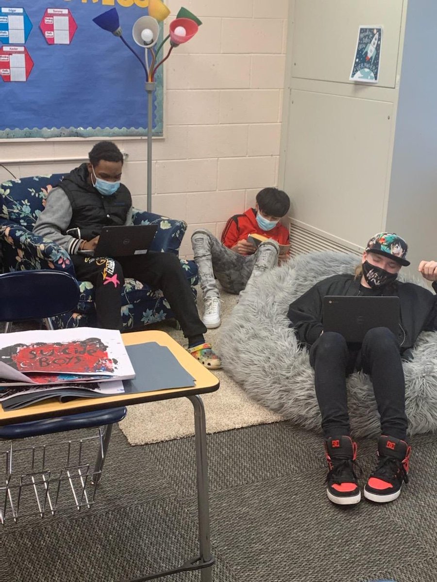 mshayduck's tweet photo. Enjoying our new reading corner during literacy groups today! #ourndsec #literacy #readingcenters https://t.co/HGRWK22z8B