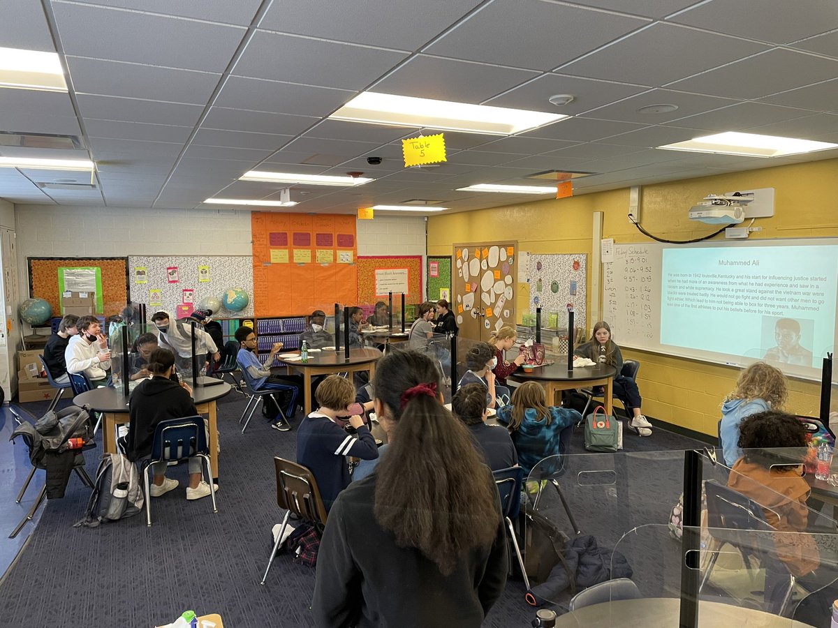 folmar_tim's tweet photo. Norup Black Perspectives meeting is packed today as student leaders share about athletes and celebrities using their platform and influencing social justice! Proud of those who are teaching and learning from their peers! https://t.co/e83ExAO8Cq