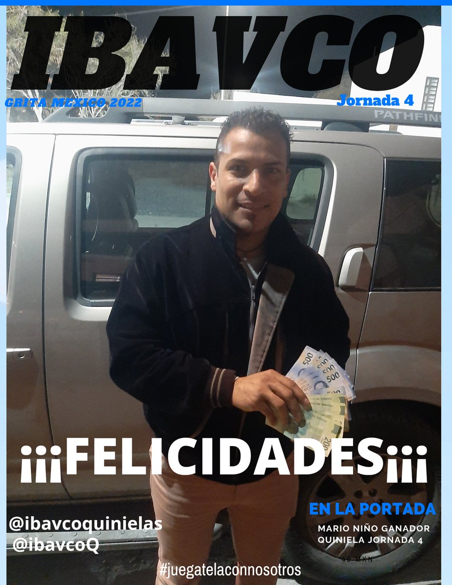 IbavcoQ's tweet photo. Harta Felicidad :) refleja nuestro ganador de la Jornada 4 #Clausura2022
Quieres estar aqui?
Participa con nosotros efectivo cada semana.
https://t.co/jGZ9xv6ewJ https://t.co/IMy6Uqp12v
