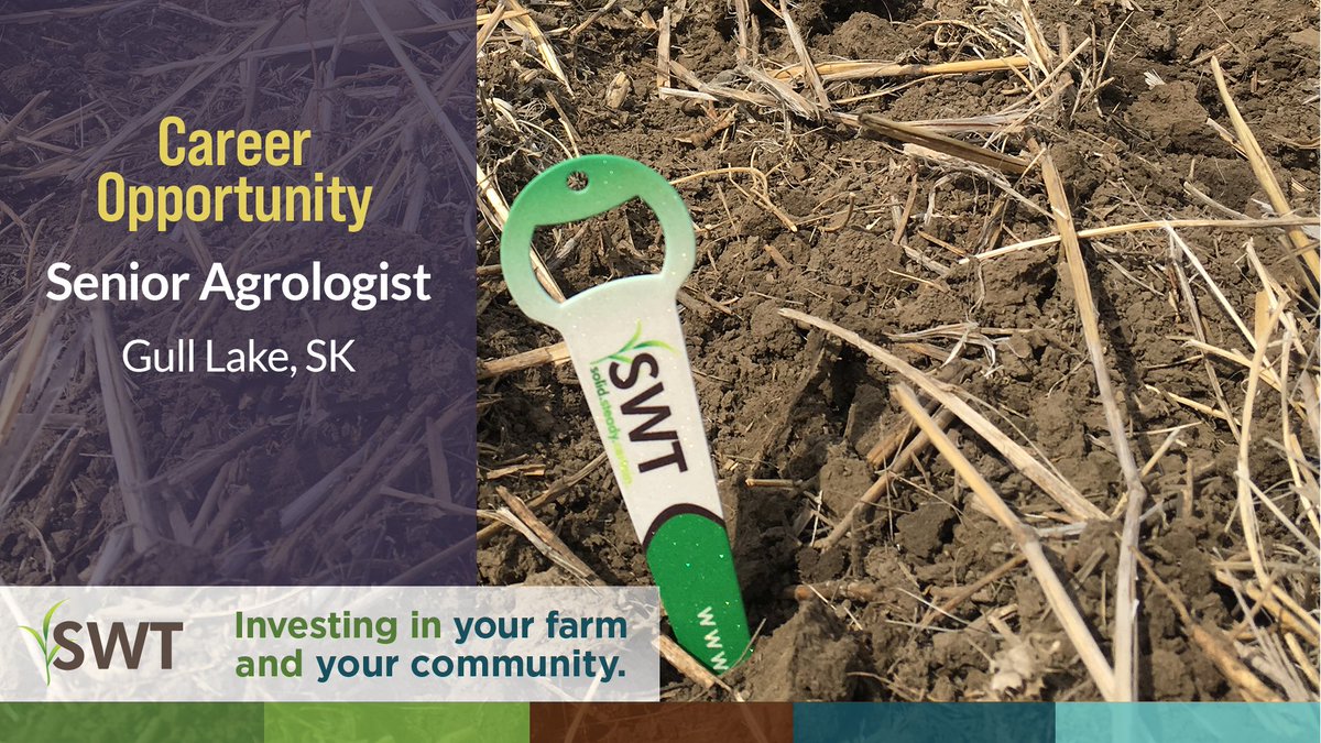 SWT's tweet photo. The SWT team is growing! We are currently looking for a Senior Agrologist to join our team at the Gull Lake location. For more information and to apply visit: https://t.co/vuTvVChD0L https://t.co/eiRZJVHUbp