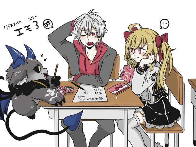 葛葉 in school〜てぇてぇ妄想〜
#KuzuArt 
#でびるさまにささげるえ #リオンあーと #乾忍相書 #漢気名画 #ちーあーと #かな絵 