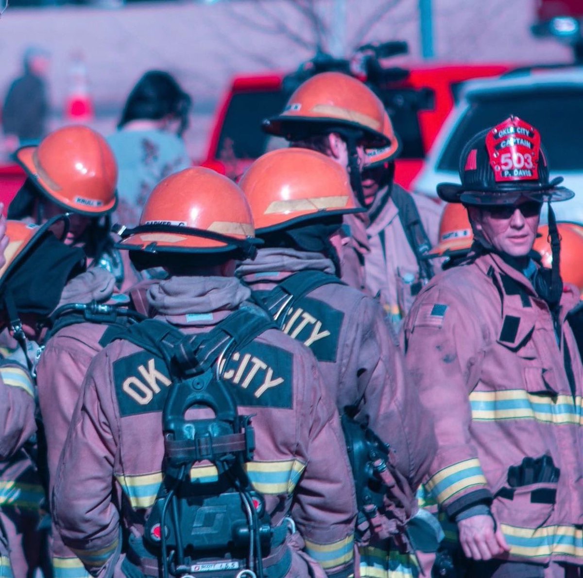 OKCFirefighters's tweet photo. Some action shots of our members hard at work these last few days. We are proud of every single one of them & even more grateful that no injuries were reported throughout the entire ordeal. #okcfire #okcfirefighters πΈππ https://t.co/3QJspbo9zX