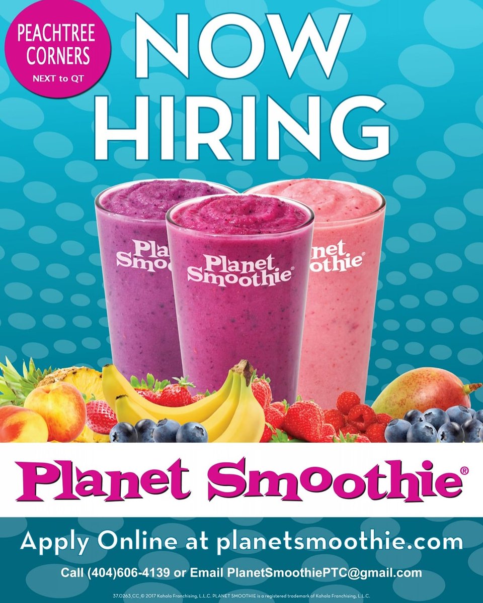 PlanetPtc's tweet photo. We are hiring team members!  Relaxed friendly environment w competitive hourly pay PLUS tips!  Flexible scheduling.  Ideally morning shifts!  We open at 7am M-F!  Apply online.  #peachtreecorners #berkeleylakega #johnscreekga #dunwoodyga #norcrossga #pcbchurch https://t.co/wIPdiK0jd8