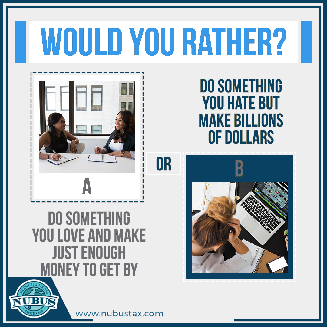 Would you rather???

A or B ?

#taxes #entrepreneur #nubustax #ceoaccountant #expert #consultation #professional
