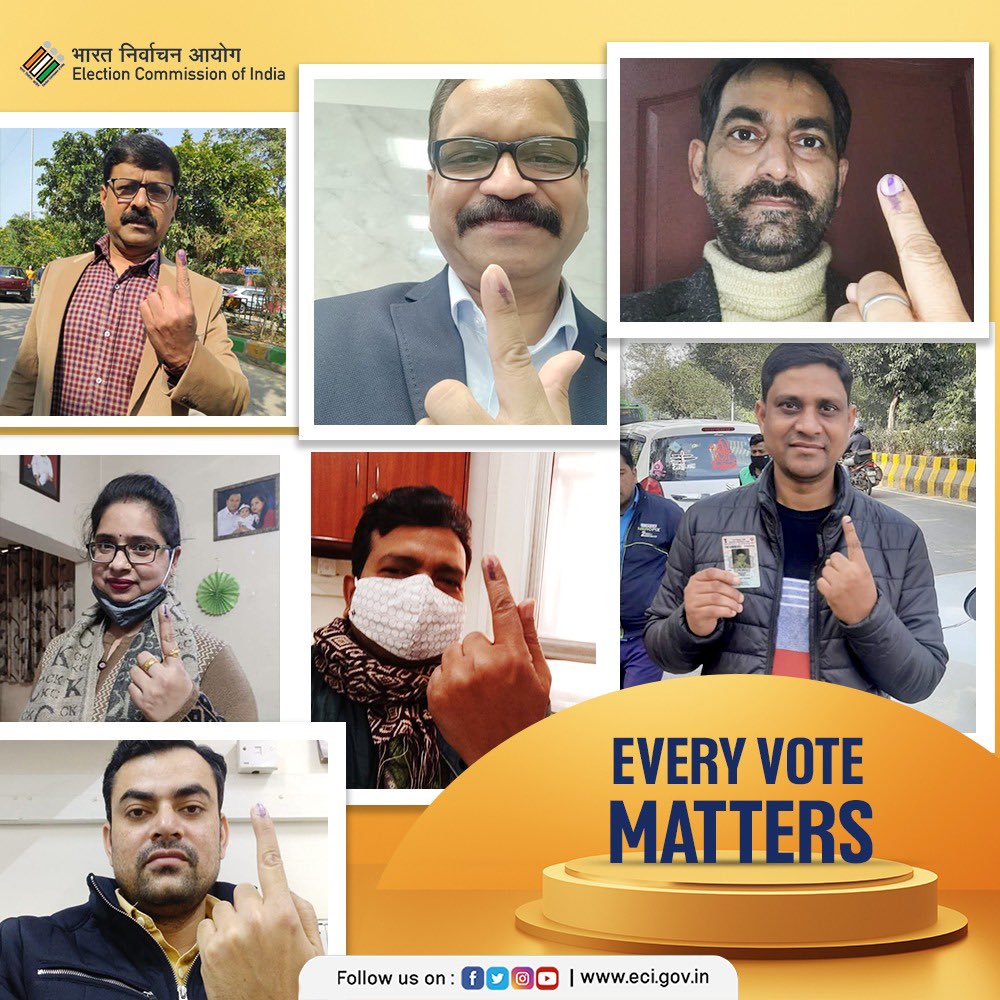 ECI officials proudly showcasing their inked finger after casting their vote in 1st phase of elections today.

#GotInked
#AssemblyElections2022
#ECI