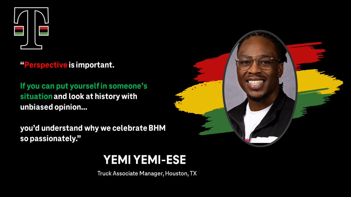 As a first generation Nigerian-American, <a href="/TmoYemi/">TMOYemi</a>  actively volunteers to help his own community and those who are homeless.  He encourages everyone throughout BHM to have an open heart, be authentic, ask questions and to listen with the intent of just understanding each other.