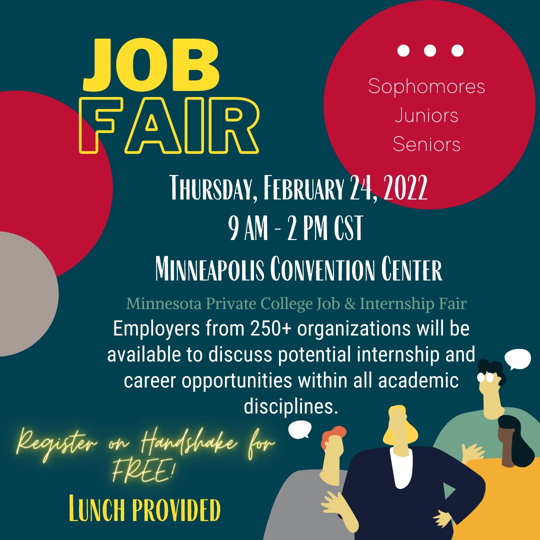csbsjuXPD's tweet image. Time to crack open your Handshake app! Register for FREE today to meet with employers and alums across all majors. Take steps towards YOUR future at the Minnesota Private College Job &amp;amp; Internship Fair on Feb. 24th!